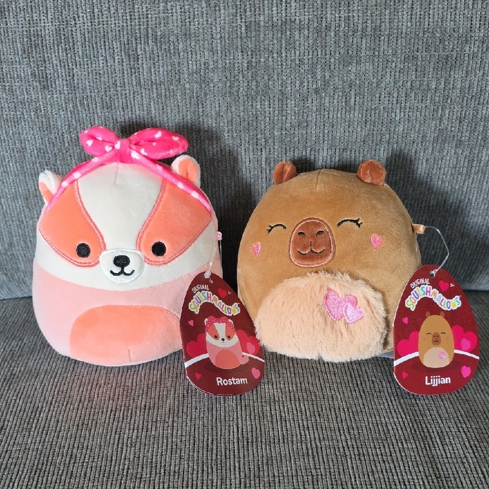 Squishmallows Plush Duo - Badger And Capybara,‎ NWT